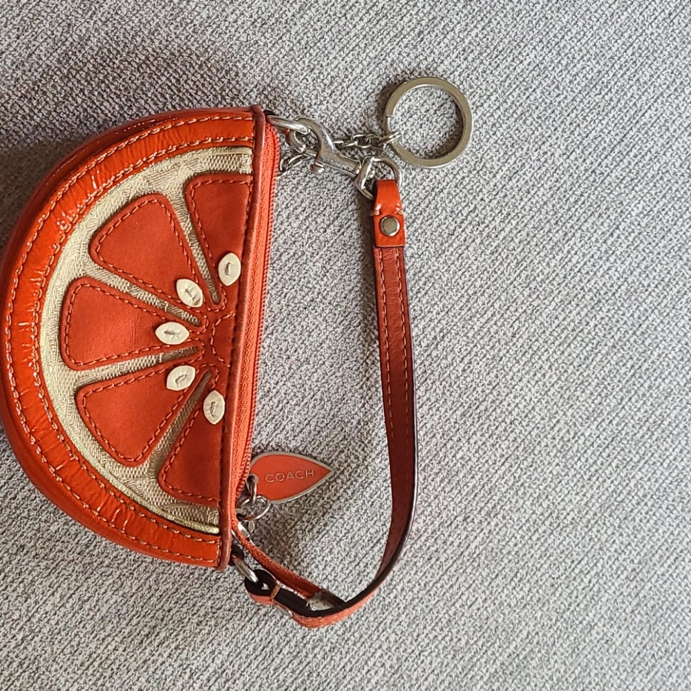 Coach orange slice coin purse